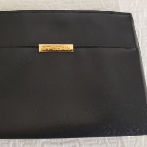 St. John black leather clutch.
